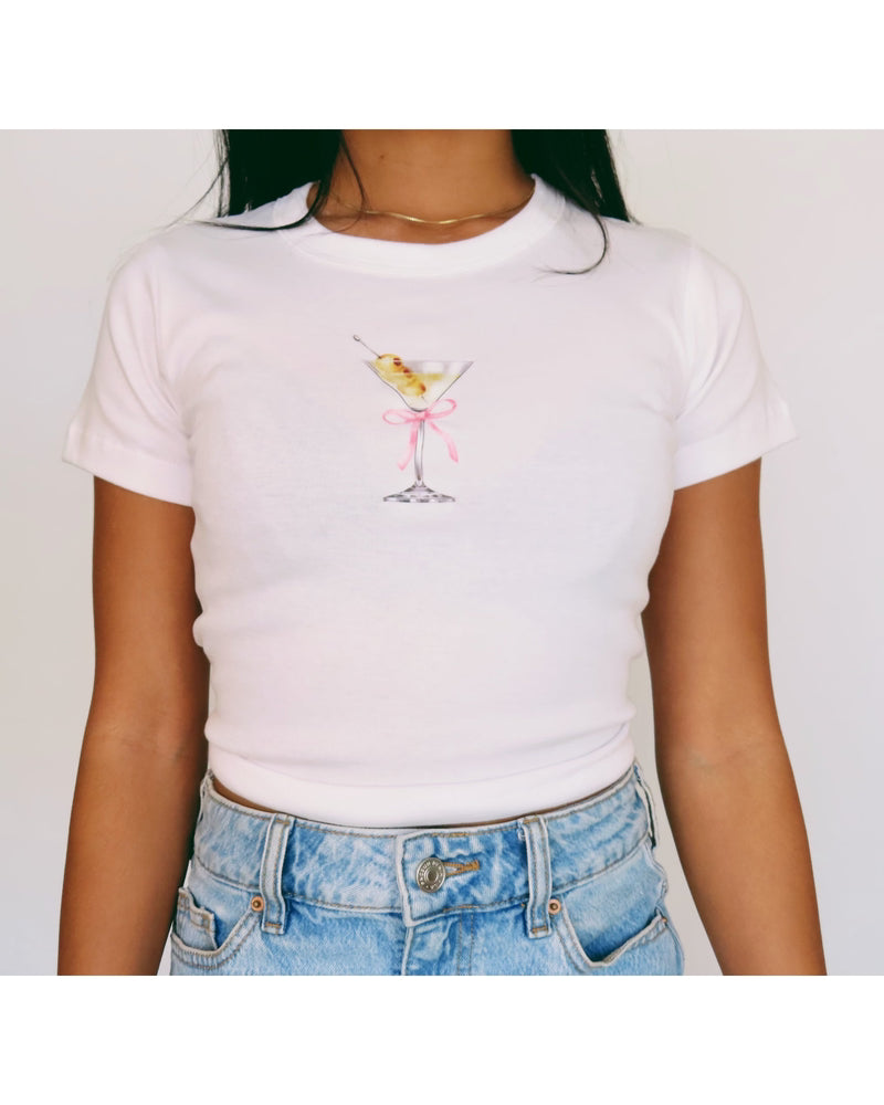 Dirty Martini with Pink Bow Baby Tee