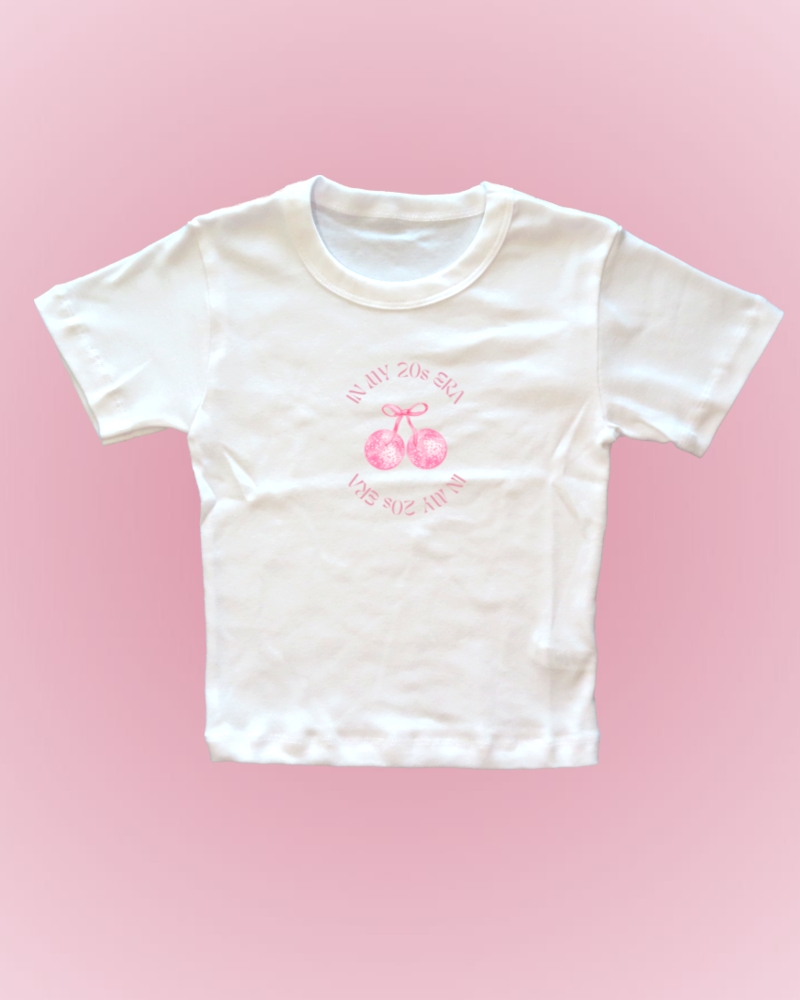 'In My 20s Era' Coquette Disco Bow Baby Tee