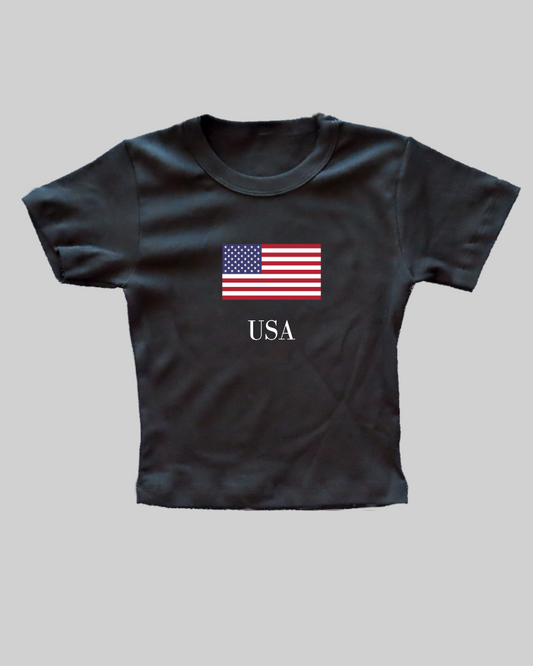 American Flag Fitted Baby Tee