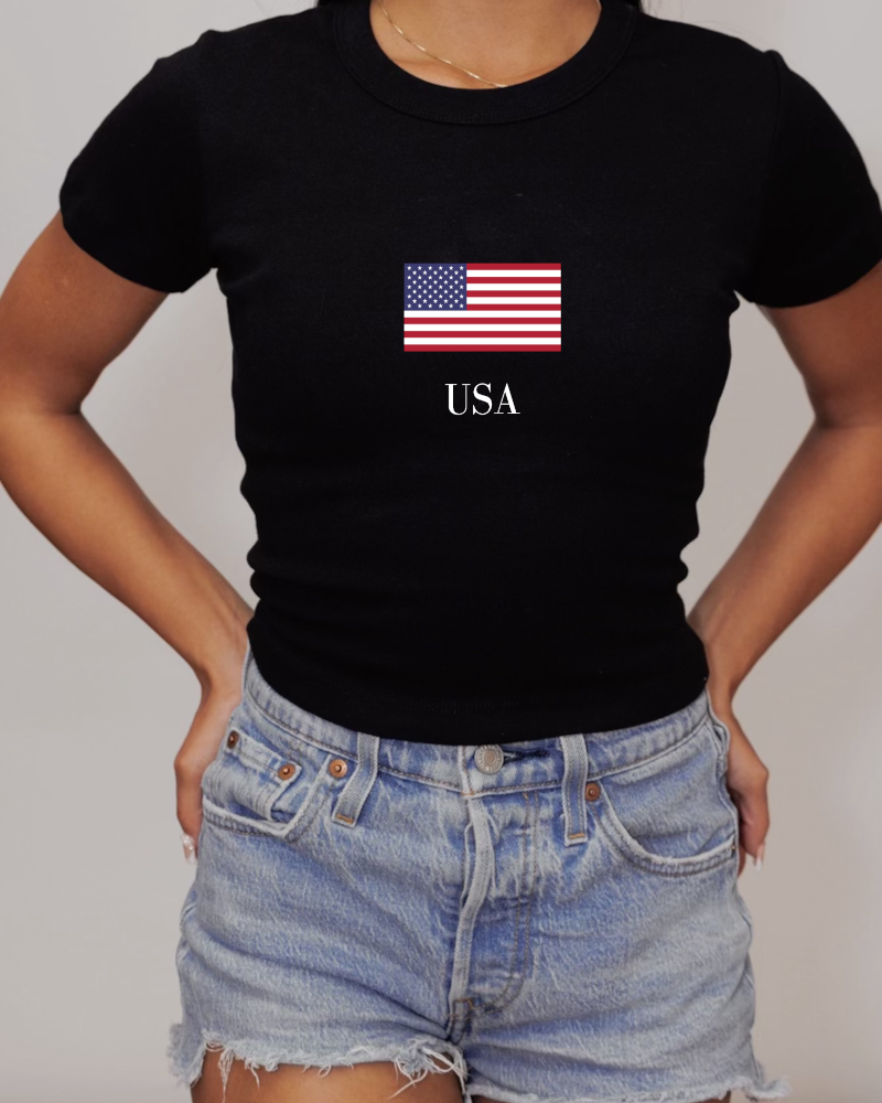 American Flag Fitted Baby Tee