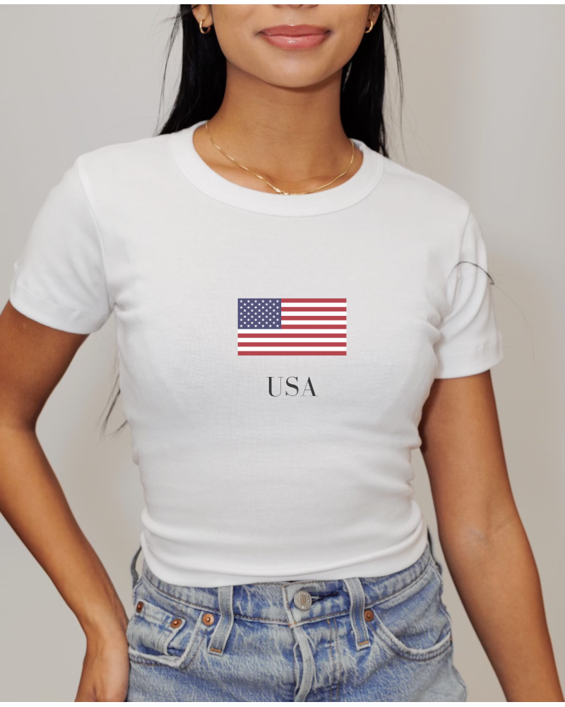 American Flag Fitted Baby Tee