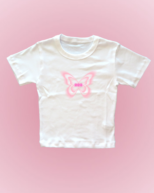 Y2K Butterfly Angel Number Baby Tee